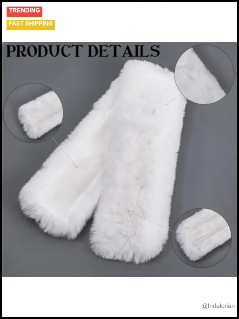 Faux Fur Scarf Removable Plush Collar Warm Thick Fuzzy Shawl Long Neck Scarves